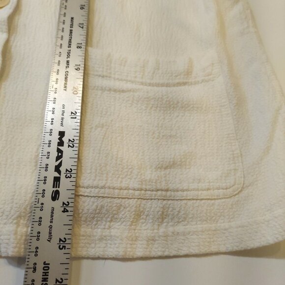Jones New York Linen Blend Top Blouse Womans L Textured jacket Gauzy White beach - Picture 3 of 9